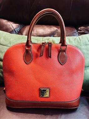 Dooney & Bourke Zip Zip Orange Pebbled Leather Satchel